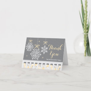 Cartão De Agradecimento Yellow Snowflake Mobile Baby Shower Thank You Card
