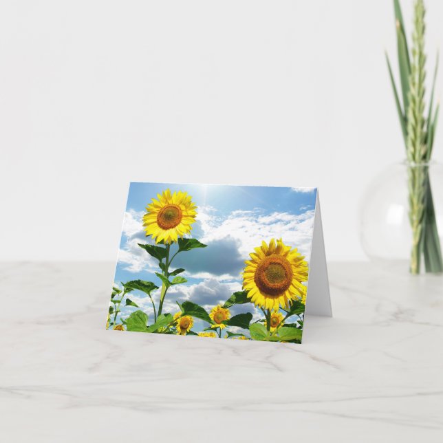 Cartão De Agradecimento Yellow Sunflower Flowers Thinking of You, Love (Frente)