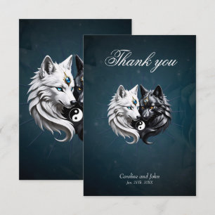 Cartão De Agradecimento Yin Yang Wolves.