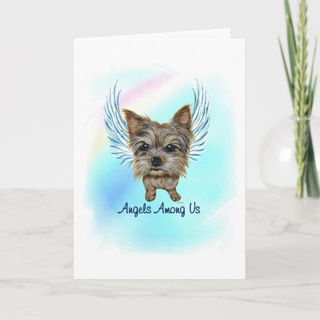 Cartão De Agradecimento Yorkie Angel Dog Pet Loss Sympathy Card (Frente)