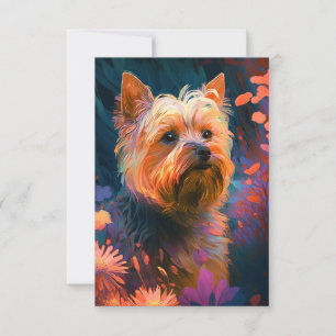Cartão De Agradecimento Yorkshire Dog Animal Portraing Pet Home