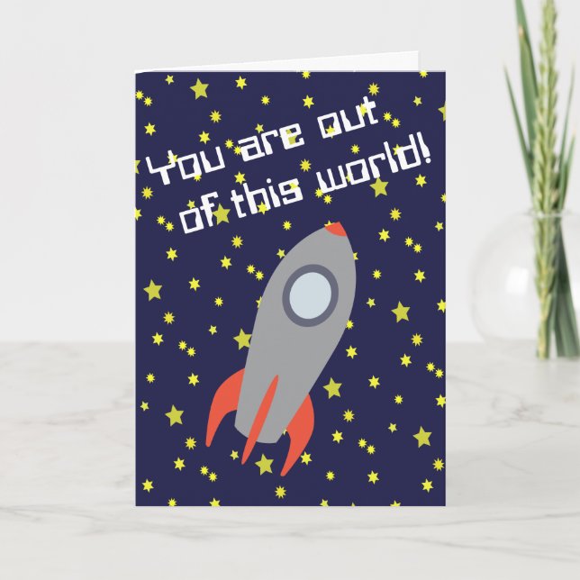 Cartão De Agradecimento You Are Out of this World Retro Rocket Ship (Frente)
