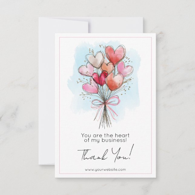 Cartão De Agradecimento You are the Heart of my Business Thank You Card (Frente)