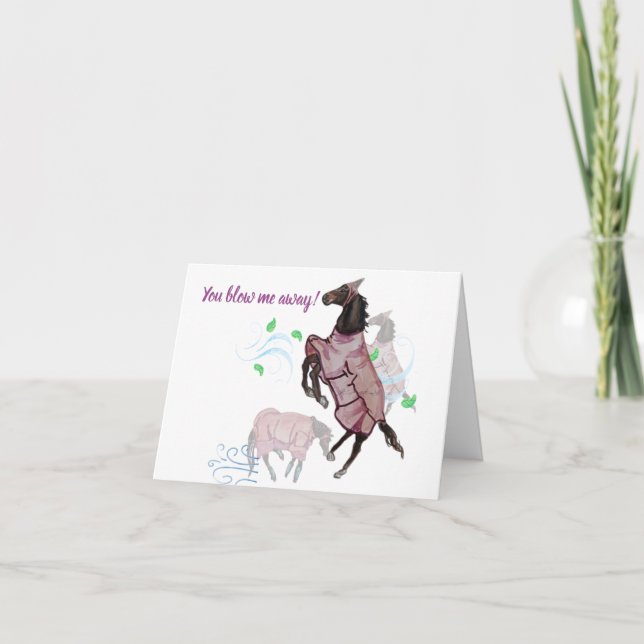 Cartão De Agradecimento you blow me away horsey card Folded Thank You Card (Frente)