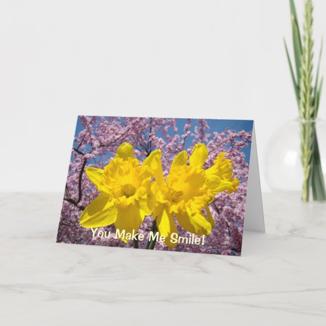 Cartão De Agradecimento You Make Me Smile! Greeting Cards Spring Daffodils (Frente)