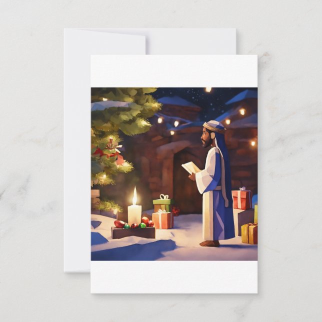 Cartão De Agradecimento Yuletide Saudações (Frente)