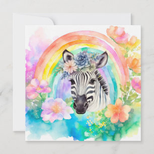 Cartão De Agradecimento Zebra Floral do Pastel Pastel
