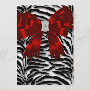 Cartão de Agradecimento Zebra Preto Vermelho