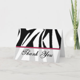 Cartão De Agradecimento Zebra Print and Pink Thank You Card