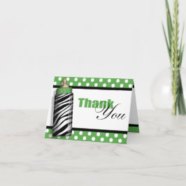 Cartão De Agradecimento Zebra Print Baby Bottle Green Thank You Cards