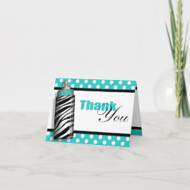 Cartão De Agradecimento Zebra Print Baby Bottle Teal Thank You Cards