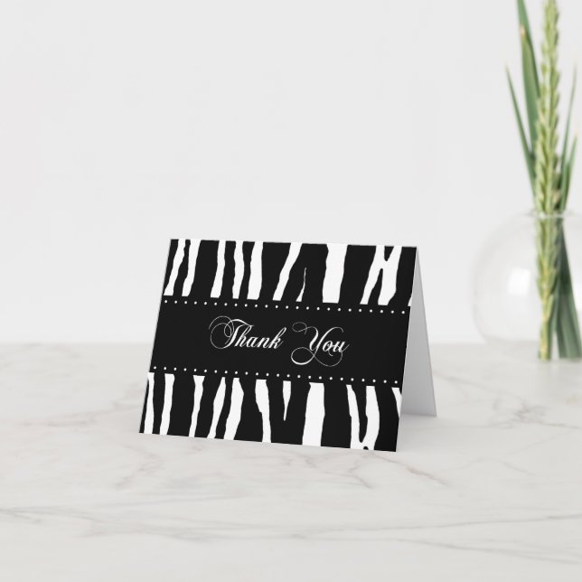Cartão De Agradecimento Zebra Print Pattern Thank You Card (Frente)