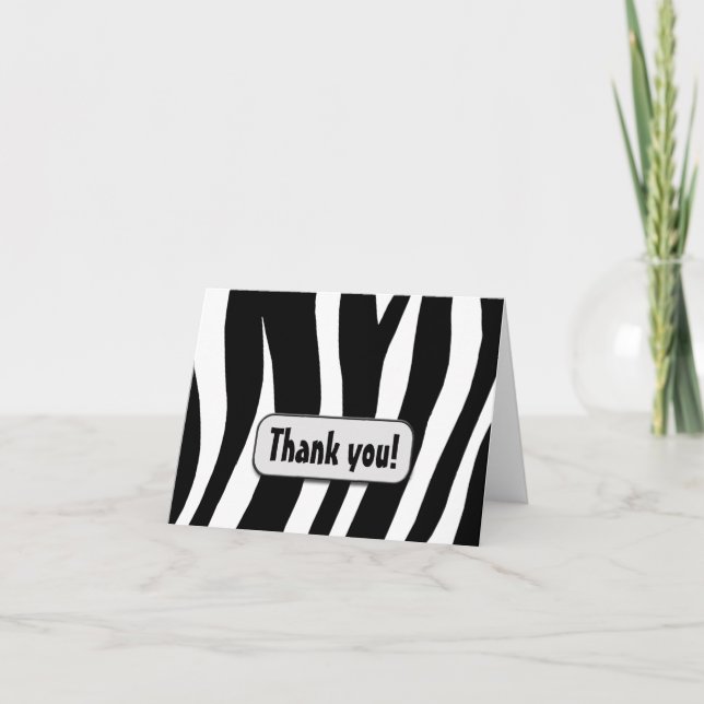 Cartão De Agradecimento Zebra Print "Thank you!" note card (Frente)