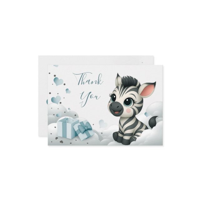 Cartão De Agradecimento Zebra simples e fofo (Frente/Verso In Situ)