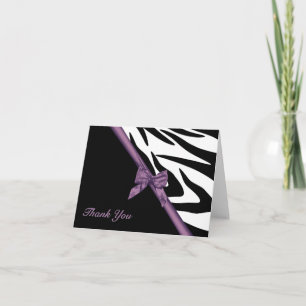 Cartão De Agradecimento Zebra Stripes e Fita Obrigado Nota