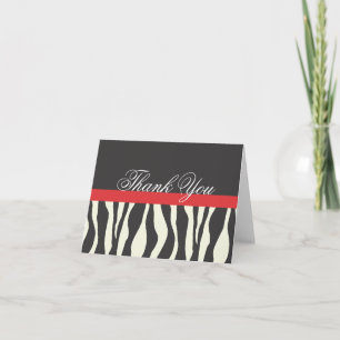 Cartão De Agradecimento Zebra Strips Preto Vermelho Branco Obrigado Nota