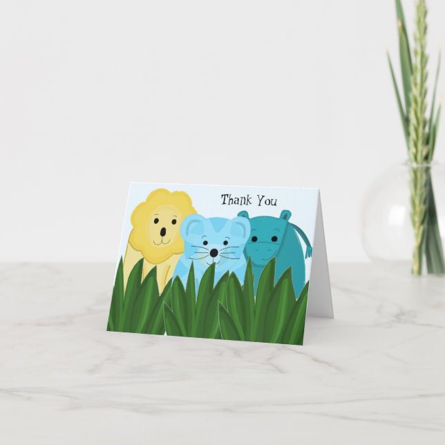 Cartão De Agradecimento Zoo Animal Obrigado (Frente)
