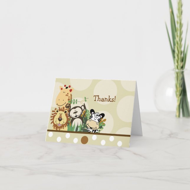Cartão De Agradecimento ZOO CREW Jungle Safari Folded thank you note (Frente)
