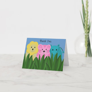 Cartão De Agradecimento Zoológico de Desenhos Animados Obrigado