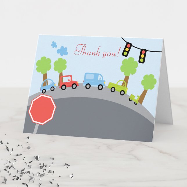 Cartão De Agradecimento Zoom Zoom Cars Folded Thank you notes (Transportation Thank You Note Card)