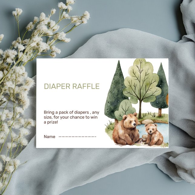 Cartão de água chá de fraldas da floresta de urso (Adorable Watercolor Mama & Baby Bear Invitation – Perfect for a Woodland Baby Shower!)