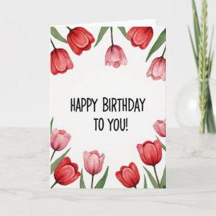Cartão de Água-Forte Floral de Aniversário Doce