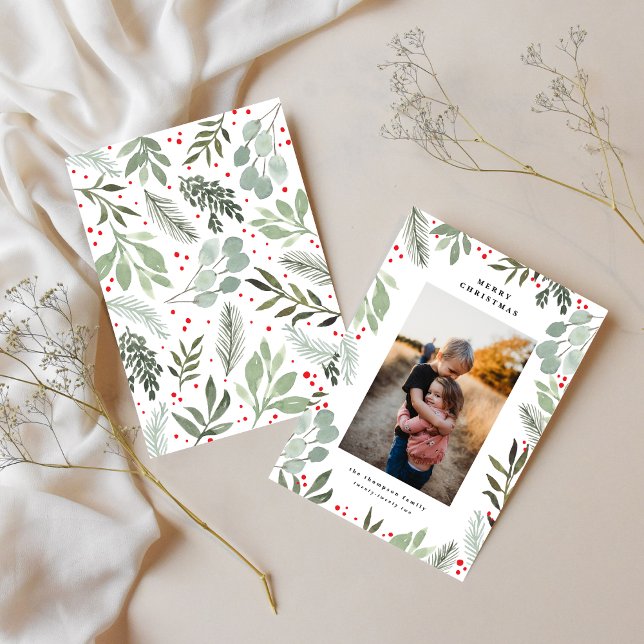 Cartão de Água Verde de Foto da Família Feliz Nata (Criador carregado)