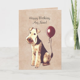 Cartão de Airedale Terrier Ilustrado de Aniversári
