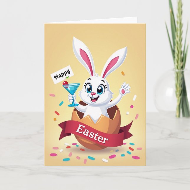 Cartão de Alegria de Páscoa Bunny Burst (Frente)