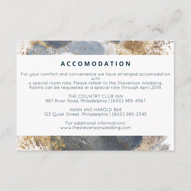 Cartão de alojamento para casamentos (Frente)