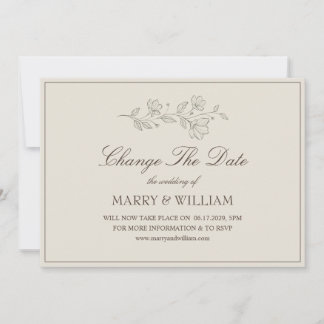Cartão de Alteração de Data de Casamento Floral Mi
