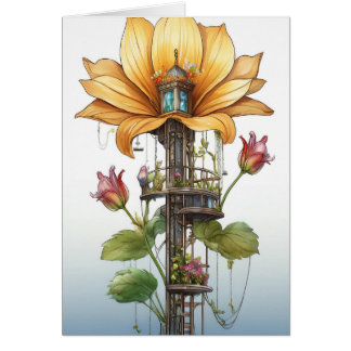 Cartão de Alteração de Endereço de Flor Amarelo