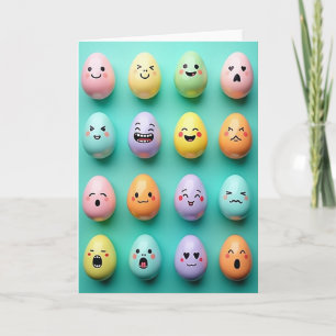 Cartão de Amigo Diversão Rostos Pastel