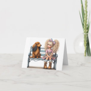 cartão de amigo do dachshund caprichoso de cabelo 