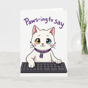 Cartão de Amigo Felino com Padrão Branco