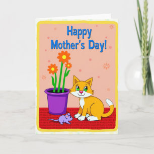 Cartão de Amigo Felino de Pêssego Floral