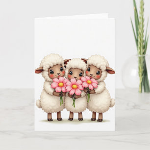 Cartão de Amigo Flores Ovelhas Doces