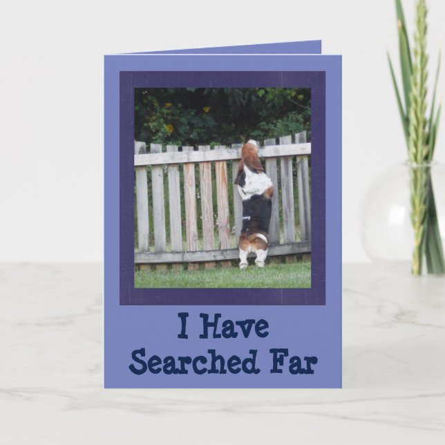 Cartão de Amizade com Caça-Basset de Pesquisa (Frente)