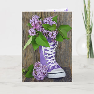Cartão de Amizade Lilases em Tenis Roxo