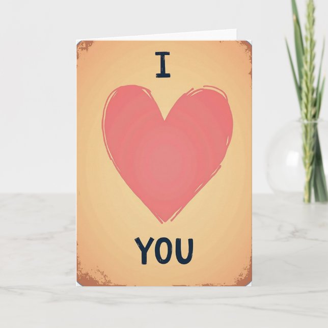 Cartão de Amor Antigo Eu Te Amo (Frente)