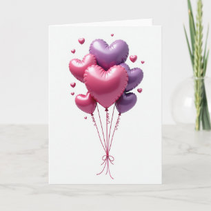 Cartão de Amor Balões Coração Romântico