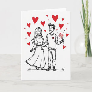 Cartão de Amor Brilhante para Casal Muçulmano