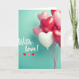 Cartão de Amor com Balões em Formato de Coração