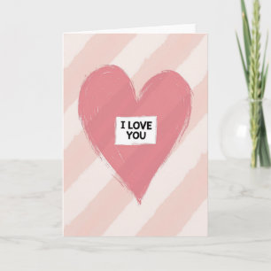 Cartão de Amor com Coração de Pincelada Rosa