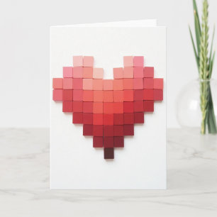 Cartão de Amor com Coração de Pixel Simples