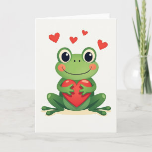 Cartão de Amor com Coração e Sapo Fofo