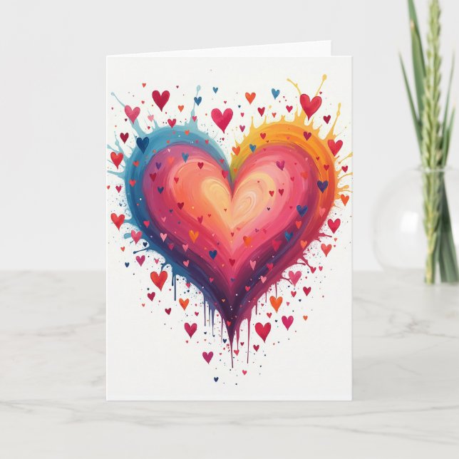 Cartão de Amor com Coração em Aquarela (Frente)
