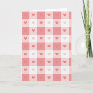 Cartão de Amor com Coração Rosa Xadrez