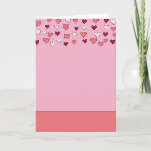 Cartão de Amor com Corações Caindo Rosa