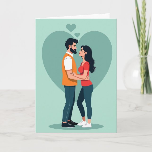 Cartão de Amor com Corações de Casal (Frente)